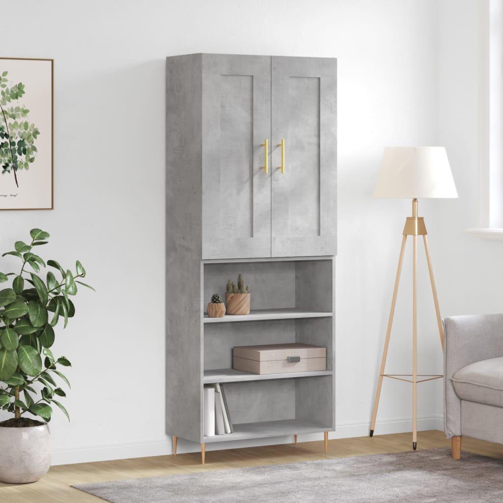 Højskab i konstrueret træ 69,5 x 34 x 180 cm - betongrå