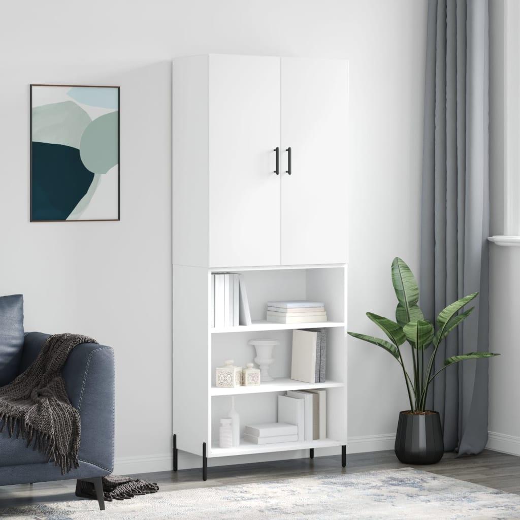 Højskab 69,5X34X180 Cm Konstrueret Træ Etræsfarve - Hvid / 3 hylder