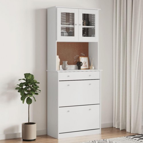 Højskab ALTA 77×35×188 cm i massivt fyrretræ - hvid