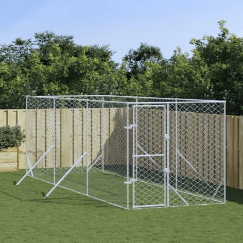 Udendørs hundegård 2×6×2 m - galvaniseret stål, sølvfarvet