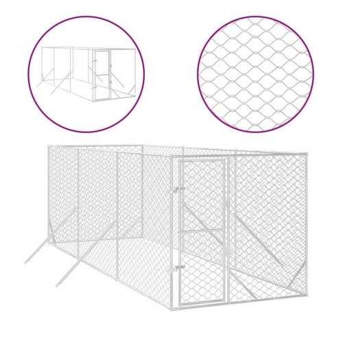 Udendørs hundegård 2×6×2 m - galvaniseret stål, sølvfarvet