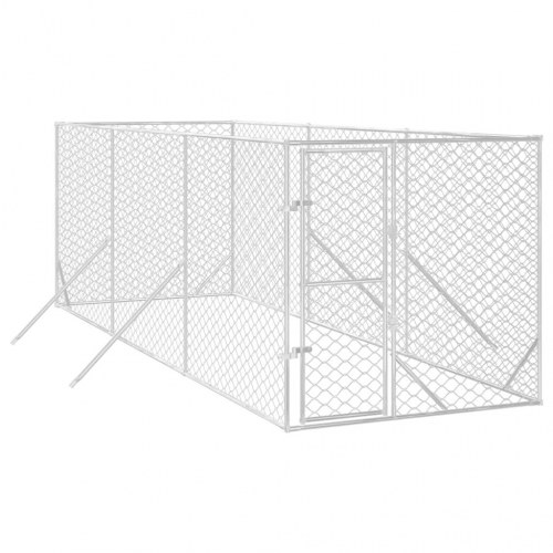 Udendørs hundegård 2×6×2 m - galvaniseret stål, sølvfarvet