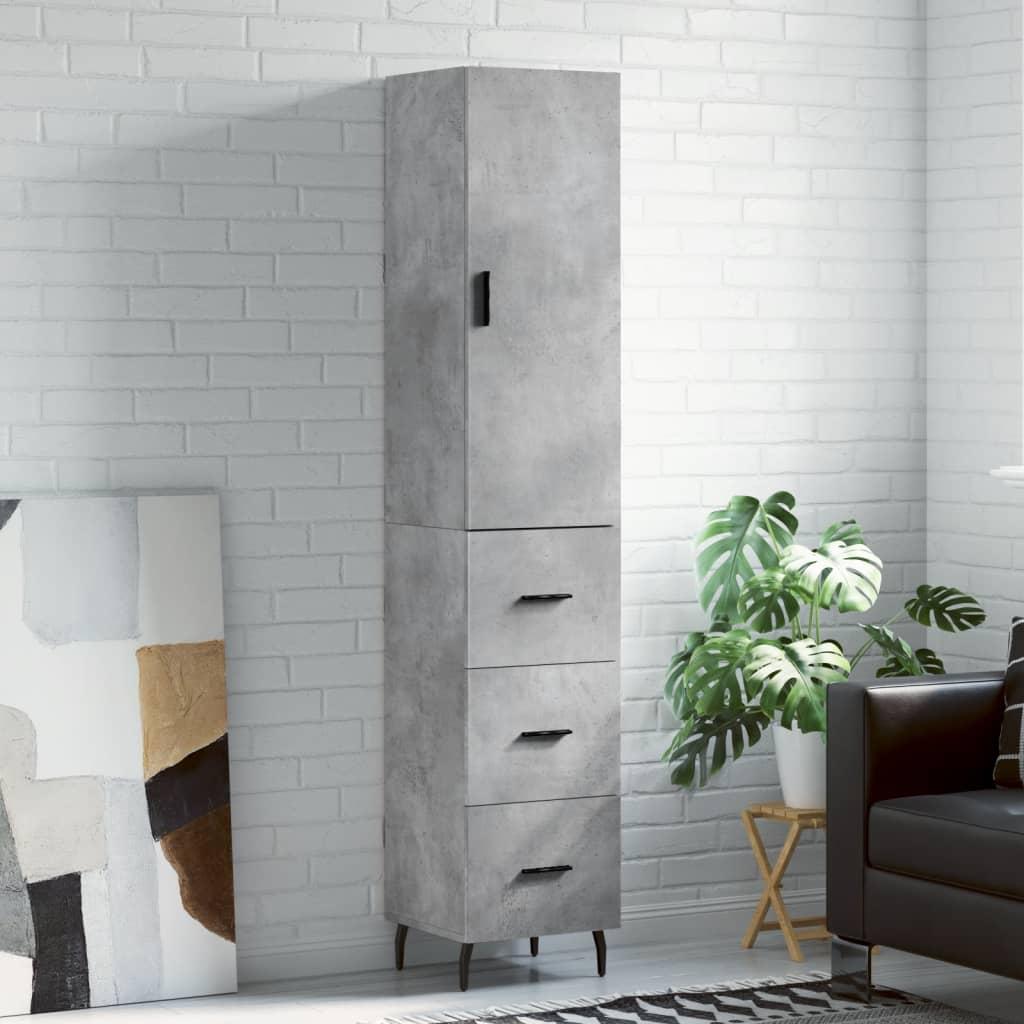 Højskab i konstrueret træ 34,5 × 34 × 180 cm - betongrå