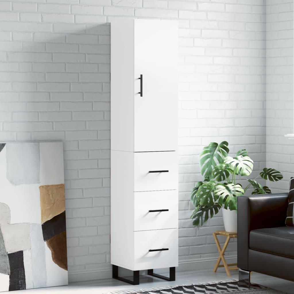 Højskab/skænk 34,5 × 34 × 180 cm - konstrueret træ, hvid