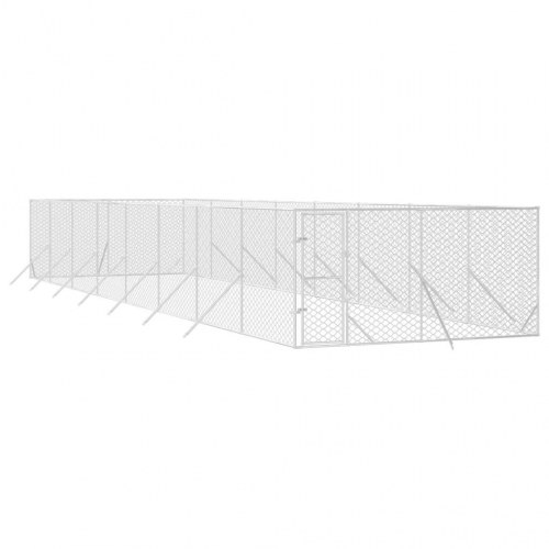 Udendørs hundegård 4 × 16 × 2 m - galvaniseret stål, sølvfarvet