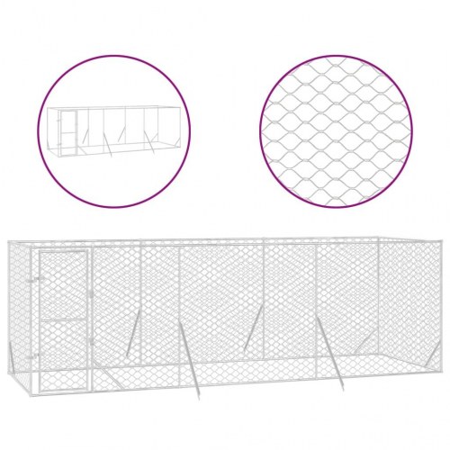 Udendørs hundegård 6×2×2 m - galvaniseret stål, sølvfarvet