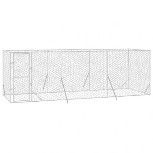 Udendørs hundegård 6×2×2 m - galvaniseret stål, sølvfarvet