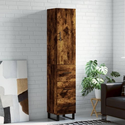 Højskab i konstrueret træ 34,5×34×180 cm - røget egetræ