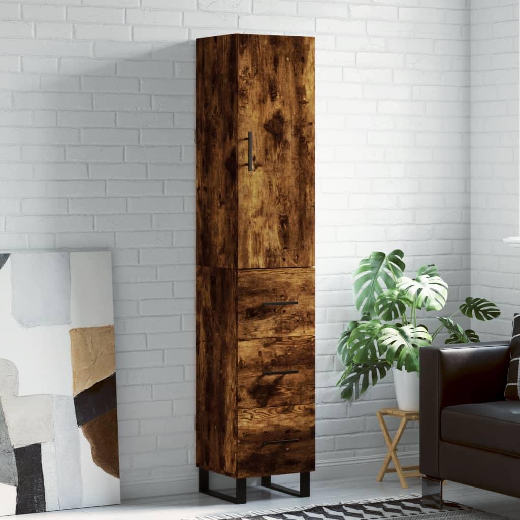 Højskab i konstrueret træ 34,5×34×180 cm - røget egetræ
