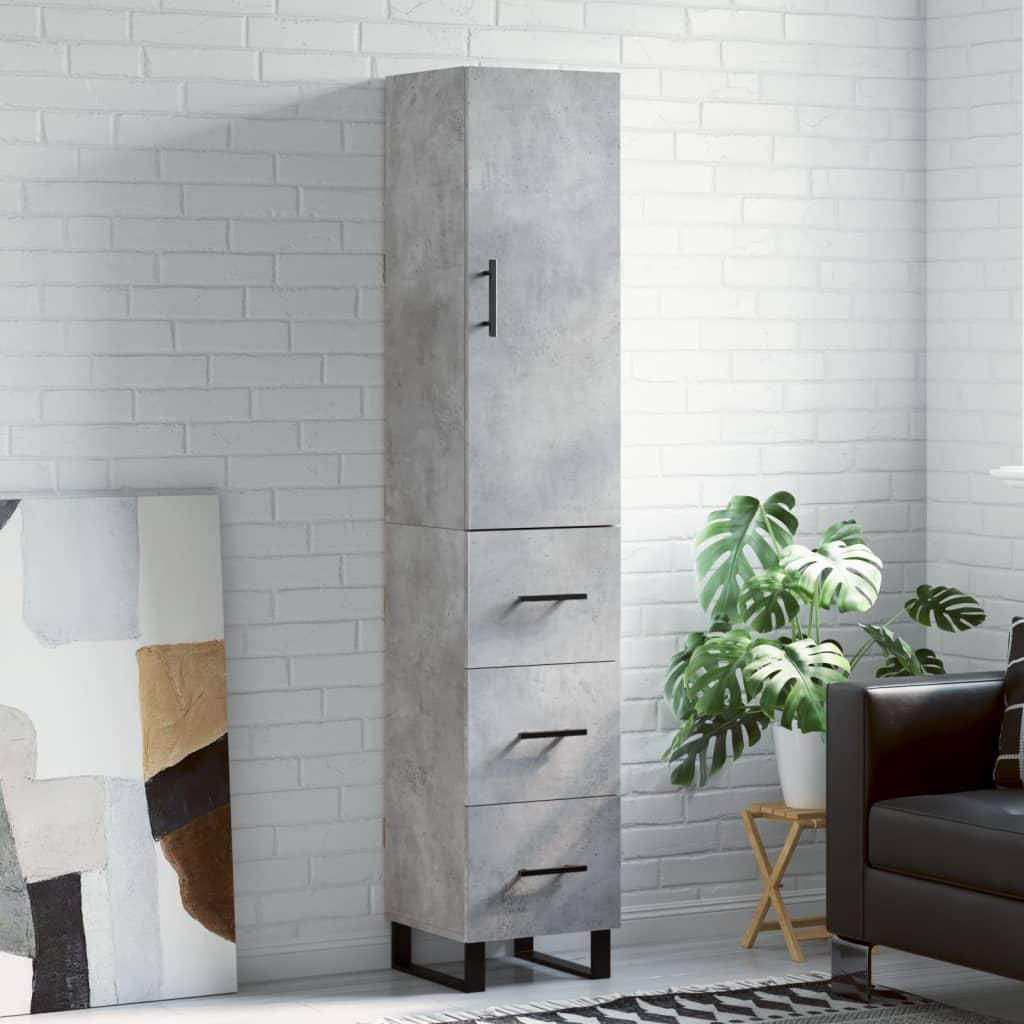 Højskab i konstrueret træ 34,5×34×180 cm - betongrå