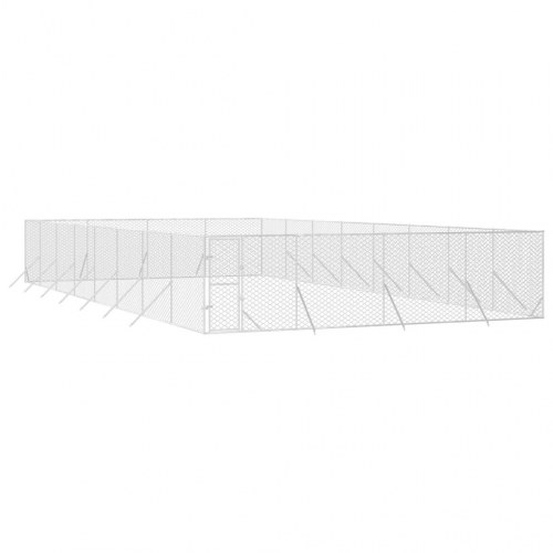 Udendørs hundegård 8×16×2 m - galvaniseret stål, sølvfarvet