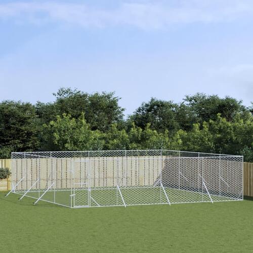 Udendørs hundegård 8x8x2 m galvaniseret stål sølvfarvet