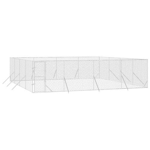 Udendørs hundegård 8x8x2 m galvaniseret stål sølvfarvet