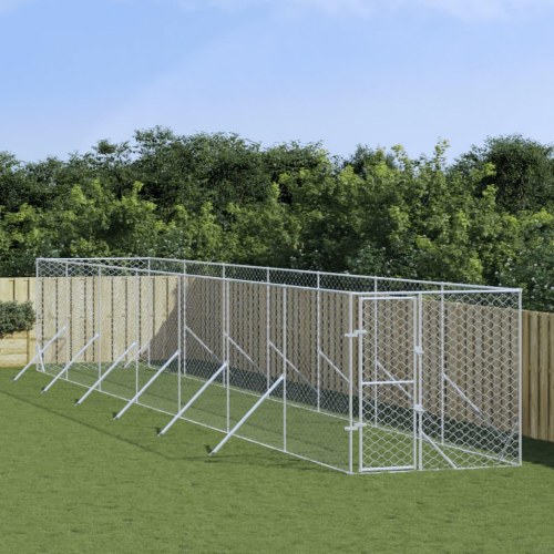 Udendørs hundegård 2×14×2 m - galvaniseret stål, sølvfarvet
