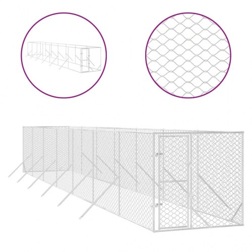 Udendørs hundegård 2×14×2 m - galvaniseret stål, sølvfarvet