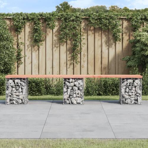 Havebænk med gabiondesign 203x31x42 cm massivt douglasgran