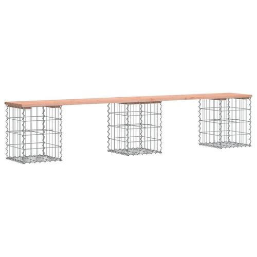 Havebænk med gabiondesign 203x31x42 cm massivt douglasgran