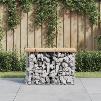 Havebænk med gabiondesign i massivt fyrretræ 63 x 31,5 x 42 cm, produktbillede 2 af 2, Havebænke hos HomeNordic