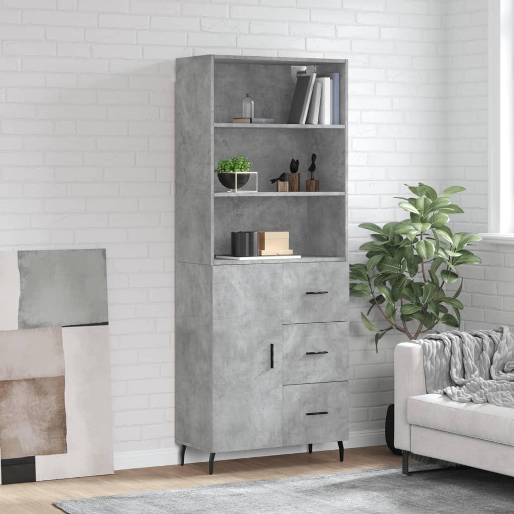 Højskab 69,5 × 34 × 180 cm i konstrueret træ - betongrå