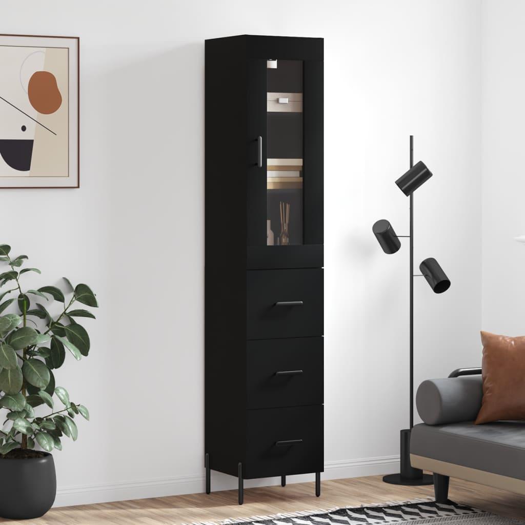 Skab 34,5x34x180 cm konstrueret træ sort