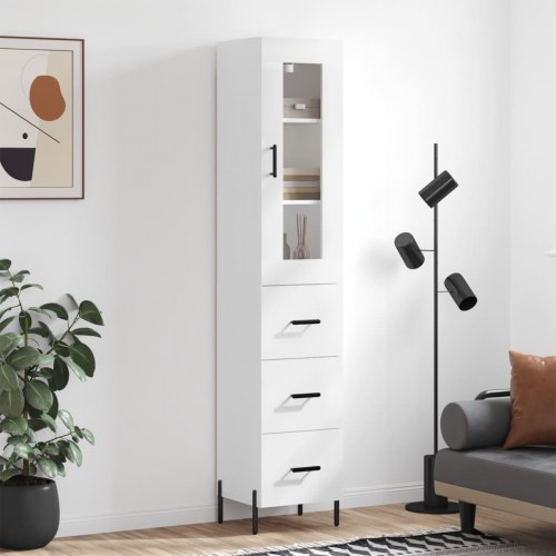 Højskab/skænk i konstrueret træ - hvid 34,5 × 34 × 180 cm