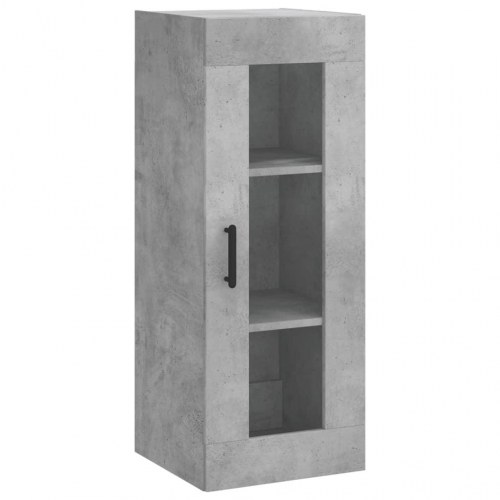 Højskab med glaslåge 34,5×34×180 cm - betongrå konstrueret træ