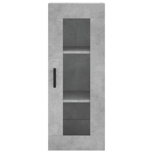 Højskab med glaslåge 34,5×34×180 cm - betongrå konstrueret træ