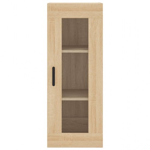 Højskab 34,5×34×180 cm i sonoma-eg - konstrueret træ med glaslåge