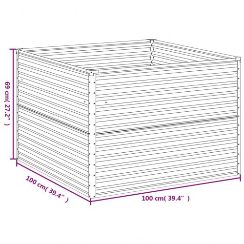 Højbed 100×100×69 cm i cortenstål - firkantet plantekasse