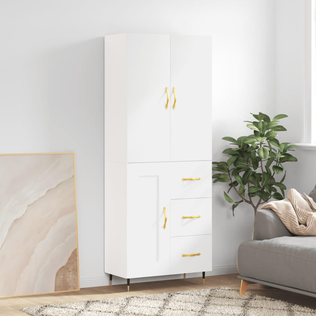 Højskab 69,5 × 34 × 180 cm i konstrueret træ - hvid