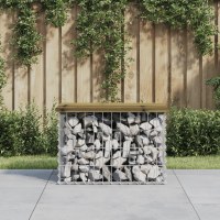 Havebænk med gabiondesign 63 x 44 x 42 cm i imprægneret fyrretræ, produktbillede 2 af 2, Havebænke hos HomeNordic