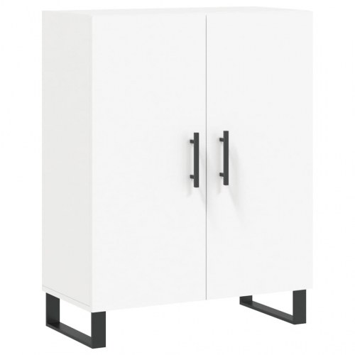 Højskab 69,5×34×180 cm i hvidt konstrueret træ med glas og metalfødder
