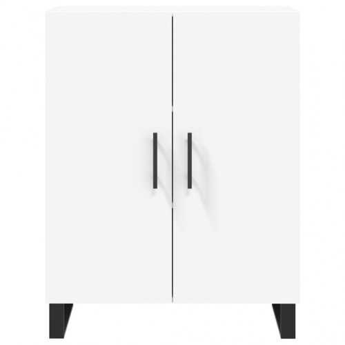Højskab 69,5×34×180 cm i hvidt konstrueret træ med glas og metalfødder