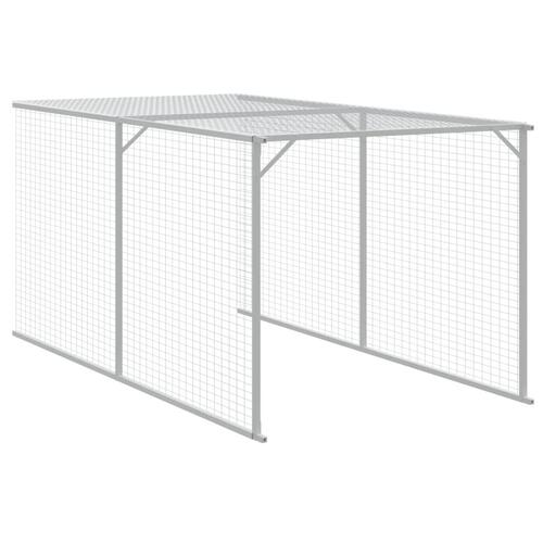 Hønsehus med løbegård 117x813x123 cm galvaniseret stål lysegrå