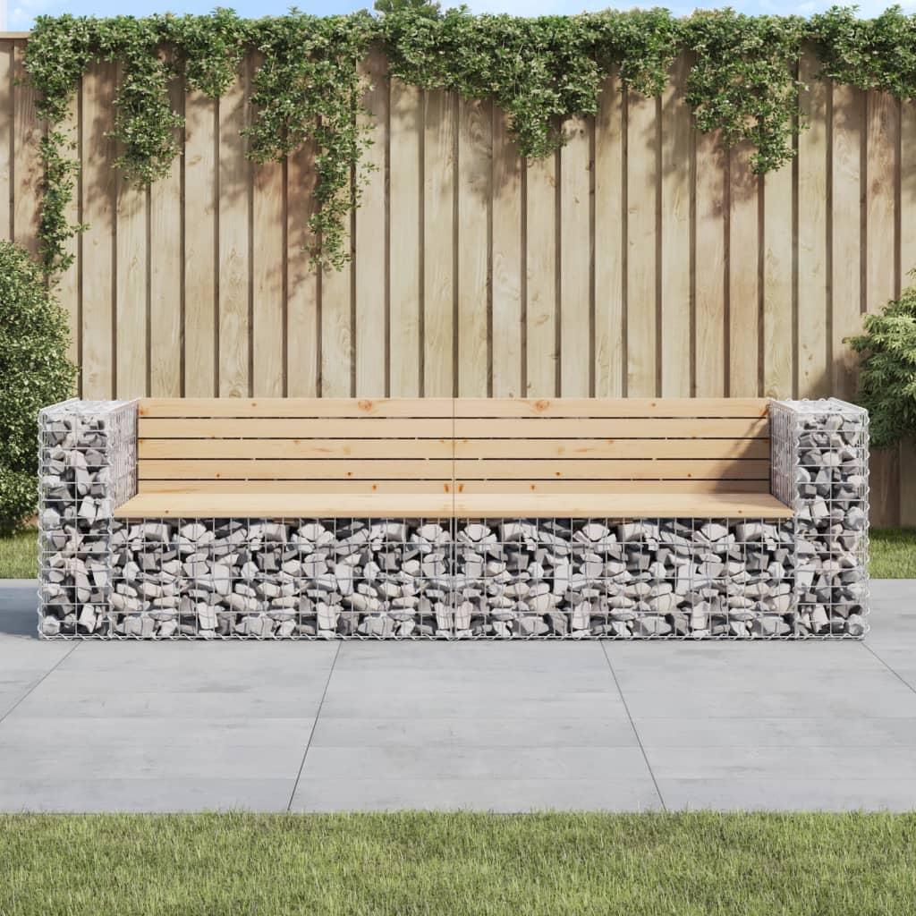 Havebænk Med Gabiondesign 244x71x65 5 Cm Massivt Fyrretræ