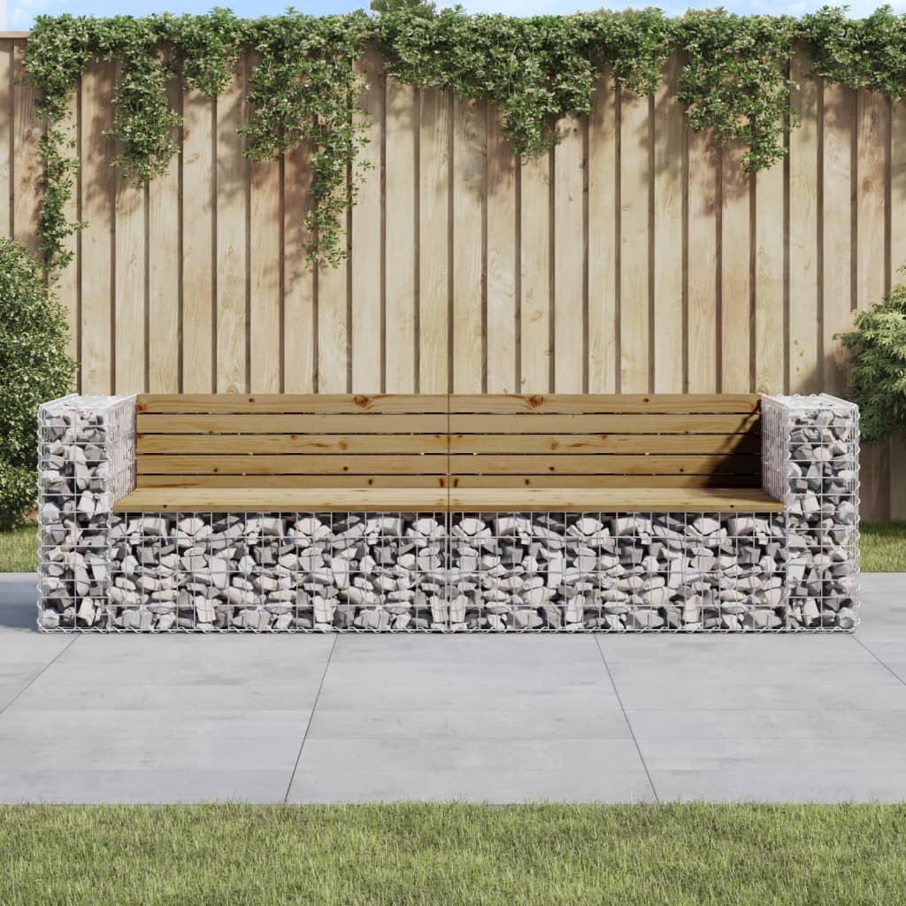 Havebænk Med Gabiondesign 244x71x65 5 Cm Imprægneret Fyrretræ