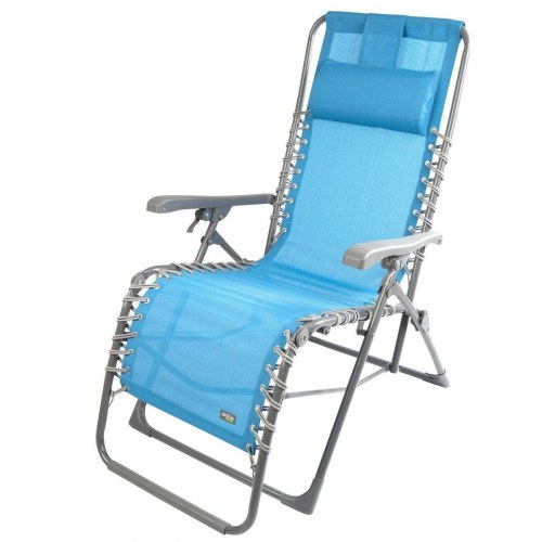 Solstol Aktive - blå tekstil, inkl. pude, 160 × 76 × 52 cm