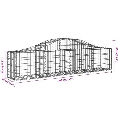 Buede gabionkurve 10 stk. 200x30x40/60 cm galvaniseret jern