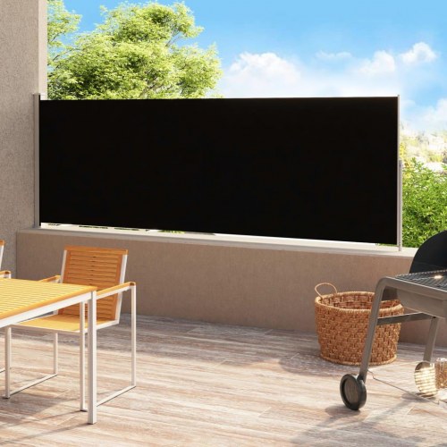 Sammenrullelig sidemarkise til terrasse 220×500 cm - sort