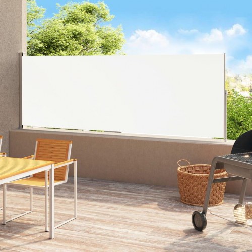 Sammenrullelig sidemarkise til terrasse 220 × 500 cm - cremefarvet