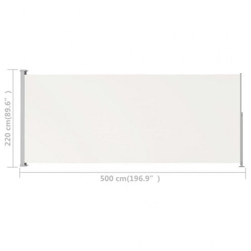 Sammenrullelig sidemarkise til terrasse 220 × 500 cm - cremefarvet
