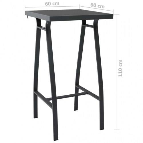 Havebarbord 60x60x110 cm hærdet glas sort