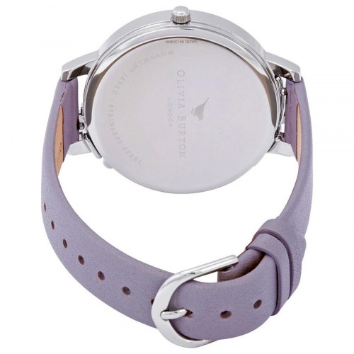 Olivia Burton dameur OB16CB05, sølv/hvid, violet rem (Ø 38 mm)