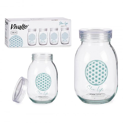 Vivalto Slow Life køkkenbeholdere i glas 1,8 l - 4 stk.