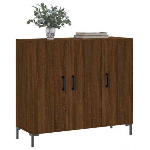 Skab 90x34x80 cm konstrueret træ brun egetræsfarve