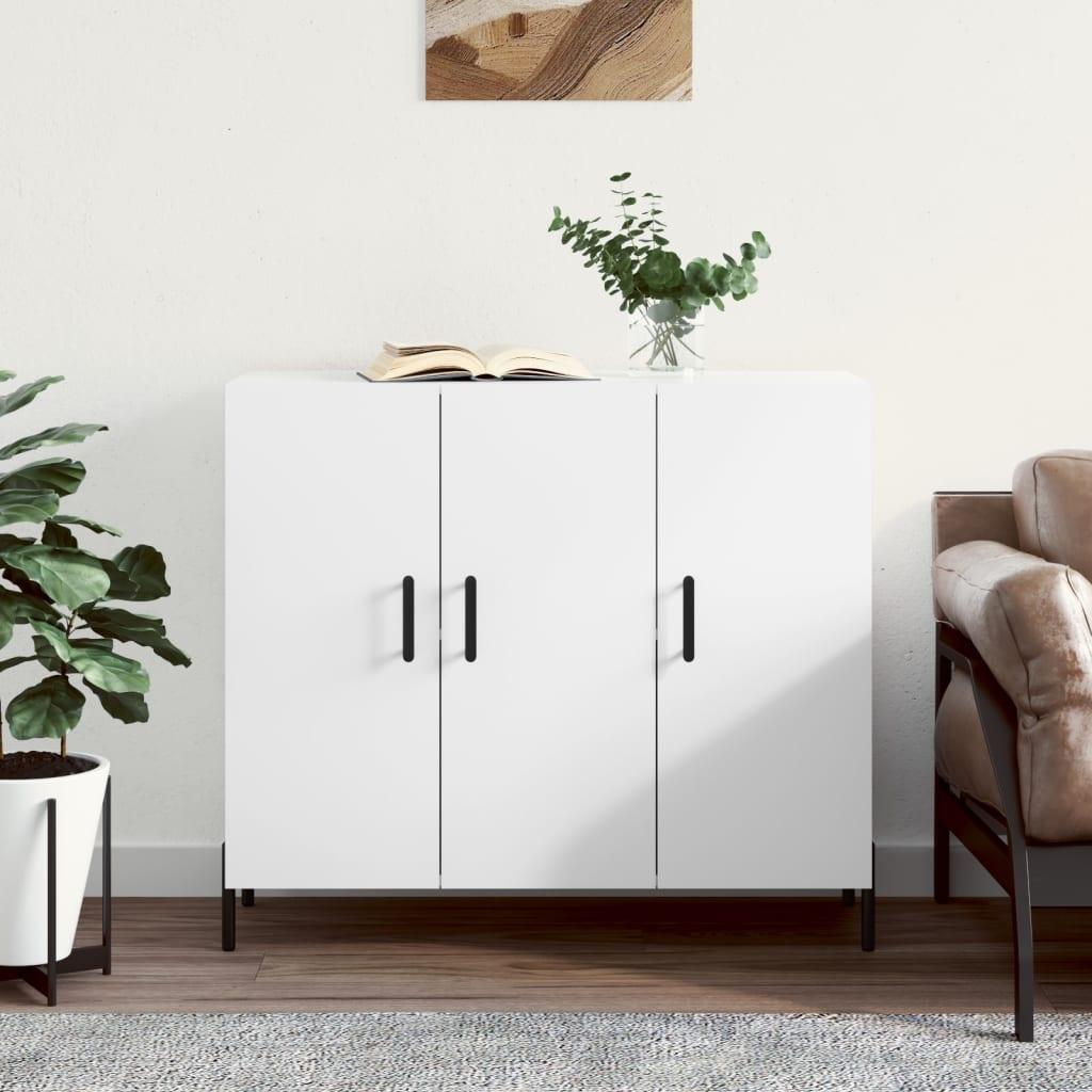Skab 90x34x80 cm konstrueret træ hvid højglans