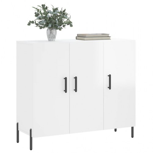 Skab 90x34x80 cm konstrueret træ hvid højglans