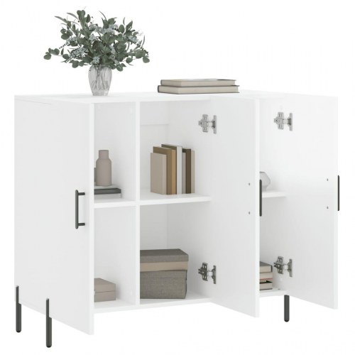 Skab 90x34x80 cm konstrueret træ hvid højglans