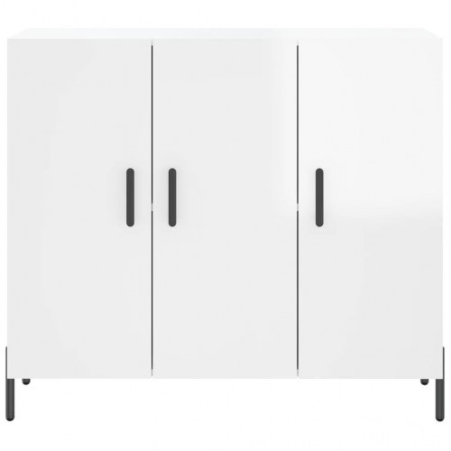 Skab 90x34x80 cm konstrueret træ hvid højglans