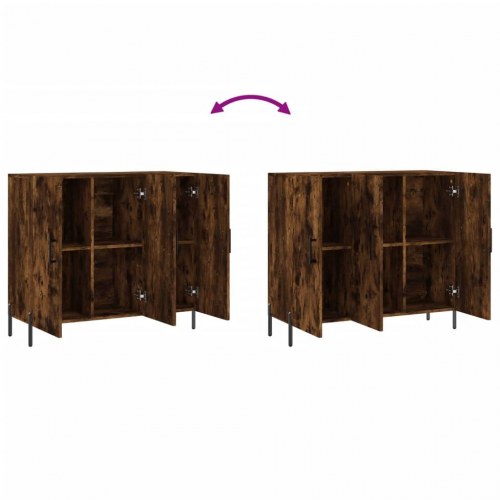 Skab 90x34x80 cm konstrueret træ røget egetræsfarve